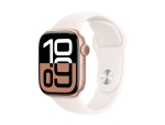 Apple Watch Series 10 (GPS) - 42 mm - rose gold aluminium - smart watch with sport band - fluoroelastomer - light blush - band size: S/M - 64 GB - Wi-Fi 4, UWB, Bluetooth - 30 g