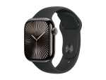 Apple Watch Series 10 (GPS + Cellular) - 42 mm - slate titanium - smart watch with sport band - fluoroelastomer - black - band size: S/M - 64 GB - LTE, Wi-Fi 4, UWB, Bluetooth - 4G - 34.4 g