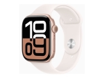 Apple Watch Series 10 (GPS + Cellular) - 46 mm - gold titanium - smart watch with sport band - fluoroelastomer - starlight - band size: M/L - 64 GB - LTE, Wi-Fi 4, UWB, Bluetooth - 4G - 41.7 g