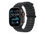 Apple Watch Ultra 2 - 49 mm - black titanium - smart watch with Ocean band - fluoroelastomer - black - wrist size: 130-200 mm - 64 GB - LTE, Wi-Fi 4, UWB, Bluetooth - 4G - 61.8 g