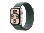 Apple Watch SE (GPS) - 2nd generation - 44 mm - starlight aluminium - smart watch with sport loop - soft double-layer nylon - lake green - wrist size: 130-200 mm - 32 GB - Wi-Fi 4, Bluetooth - 32.9 g