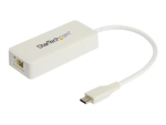 StarTech.com USB C to Gigabit Ethernet Adapter with USB A Port, White 1Gbps NIC USB 3.0/USB 3.1 Type C Network Adapter, 1GbE USB-C RJ45/LAN TB3 Compatible Windows MacBook Pro Chromebook - USB C to Ethernet (US1GC301AUW) - network adapter - USB-C - Gigabit