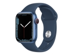 Apple Watch Series 7 (GPS + Cellular) - 41 mm - blue aluminium - smart watch with sport band - fluoroelastomer - abyss blue - band size: Regular - 32 GB - Wi-Fi, Bluetooth - 4G - 32 g