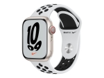 Apple Watch Nike Series 7 (GPS + Cellular) - 41 mm - starlight aluminium - smart watch with Nike sport band - fluoroelastomer - pure platinum/black - band size: S/M/L - 32 GB - Wi-Fi, Bluetooth - 4G - 32 g