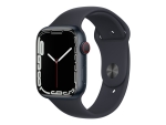 Apple Watch Series 7 (GPS + Cellular) - 45 mm - midnight aluminium - smart watch with sport band - fluoroelastomer - midnight - band size: Regular - 32 GB - Wi-Fi, Bluetooth - 4G - 38.8 g
