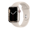 Apple Watch Series 7 (GPS + Cellular) - 45 mm - starlight aluminium - smart watch with sport band - fluoroelastomer - starlight - band size: Regular - 32 GB - Wi-Fi, Bluetooth - 4G - 38.8 g