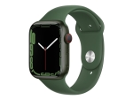Apple Watch Series 7 (GPS + Cellular) - 45 mm - green aluminium - smart watch with sport band - fluoroelastomer - clover - band size: Regular - 32 GB - Wi-Fi, Bluetooth - 4G - 38.8 g