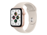 Apple Watch SE (GPS) - 44 mm - gold aluminium - smart watch with sport band - fluoroelastomer - starlight - band size: Regular - 32 GB - Wi-Fi, Bluetooth - 36.2 g
