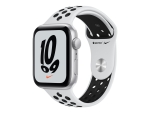 Apple Watch Nike SE (GPS) - 44 mm - silver aluminium - smart watch with Nike sport band - fluoroelastomer - pure platinum/black - band size: S/M/L - 32 GB - Wi-Fi, Bluetooth - 36.2 g