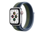Apple Watch SE (GPS + Cellular) - 40 mm - silver aluminium - smart watch with sport loop - woven nylon - abyss blue/moss green - wrist size: 130-200 mm - 32 GB - Wi-Fi, Bluetooth - 4G - 30.68 g