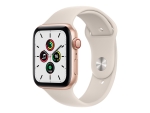 Apple Watch SE (GPS + Cellular) - 44 mm - gold aluminium - smart watch with sport band - fluoroelastomer - starlight - band size: Regular - 32 GB - Wi-Fi, Bluetooth - 4G - 36.36 g