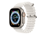 Apple Watch Ultra - 49 mm - titanium - smart watch with Ocean band - fluoroelastomer - white - wrist size: 130-200 mm - 32 GB - Wi-Fi, LTE, UWB, Bluetooth - 4G - 61.3 g