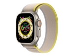 Apple Watch Ultra - 49 mm - titanium - smart watch with Trail Loop - soft double-layer nylon - yellow/beige - band size: S/M - 32 GB - Wi-Fi, LTE, UWB, Bluetooth - 4G - 61.3 g