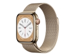 Apple Watch Series 8 (GPS + Cellular) - 41 mm - gold stainless steel - smart watch with milanese loop - wrist size: 130-180 mm - 32 GB - Wi-Fi, LTE, Bluetooth, UWB - 4G - 42.3 g