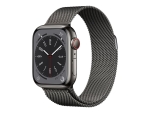 Apple Watch Series 8 (GPS + Cellular) - 41 mm - graphite stainless steel - smart watch with milanese loop - wrist size: 130-180 mm - 32 GB - Wi-Fi, LTE, Bluetooth, UWB - 4G - 42.3 g
