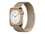 Apple Watch Series 8 (GPS + Cellular) - 45 mm - gold stainless steel - smart watch with milanese loop - wrist size: 150-200 mm - 32 GB - Wi-Fi, LTE, Bluetooth, UWB - 4G - 51.5 g