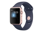 Apple Watch Series 1 - 42 mm - rose gold aluminium - smart watch with sport band - fluoroelastomer - midnight blue - band size: S/M/L - Wi-Fi, Bluetooth - 30 g