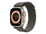 Apple Watch Ultra - 49 mm - titanium - smart watch with Alpine Loop - textile - green - band size: L - 32 GB - Wi-Fi, LTE, UWB, Bluetooth - 4G - 61.3 g