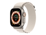 Apple Watch Ultra - 49 mm - titanium - smart watch with Alpine Loop - textile - starlight - band size: S - 32 GB - Wi-Fi, LTE, UWB, Bluetooth - 4G - 61.3 g