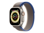 Apple Watch Ultra - 49 mm - titanium - smart watch with Trail Loop - soft double-layer nylon - blue/gray - band size: M/L - 32 GB - Wi-Fi, LTE, UWB, Bluetooth - 4G - 61.3 g