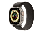 Apple Watch Ultra - 49 mm - titanium - smart watch with Trail Loop - soft double-layer nylon - black/gray - band size: S/M - 32 GB - Wi-Fi, LTE, UWB, Bluetooth - 4G - 61.3 g