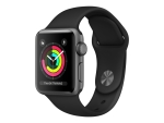 Apple Watch Series 3 (GPS) - 38 mm - space grey aluminium - smart watch with sport band - fluoroelastomer - black - wrist size: 130-200 mm - 8 GB - Wi-Fi, Bluetooth - 26.7 g