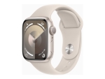Apple Watch Series 9 (GPS) - 41 mm - starlight aluminium - smart watch with sport band - fluoroelastomer - starlight - band size: S/M - 64 GB - Wi-Fi, UWB, Bluetooth - 31.9 g