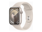 Apple Watch Series 9 (GPS) - 45 mm - starlight aluminium - smart watch with sport band - fluoroelastomer - starlight - band size: M/L - 64 GB - Wi-Fi, UWB, Bluetooth - 38.7 g