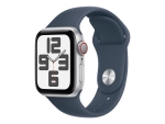 Apple Watch SE (GPS + Cellular) - 2nd generation - 40 mm - silver aluminium - smart watch with sport band - fluoroelastomer - storm blue - band size: M/L - 32 GB - Wi-Fi, LTE, Bluetooth - 4G - 27.8 g