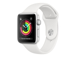 Apple Watch Series 3 (GPS) - 38 mm - silver aluminium - smart watch with sport band - fluoroelastomer - white - wrist size: 130-200 mm - 8 GB - Wi-Fi, Bluetooth - 26.7 g