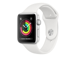 Apple Watch Series 3 (GPS) - 42 mm - silver aluminium - smart watch with sport band - fluoroelastomer - white - wrist size: 140-210 mm - 8 GB - Wi-Fi, Bluetooth - 32.3 g