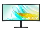 Samsung ViewFinity S6 S34C652UAU - S65UC Series - LED monitor - curved - 34" - 3440 x 1440 UWQHD @ 100 Hz - VA - 350 cd/m² - 3000:1 - HDR10 - 5 ms - HDMI, DisplayPort, USB-C - speakers - black