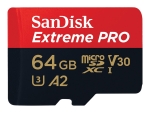 SanDisk Extreme Pro - flash memory card - 64 GB - microSDXC UHS-I