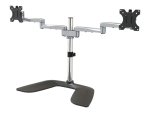 StarTech.com Dual Monitor Stand, Ergonomic Desktop Monitor Stand for up to 32" VESA Displays, Free-Standing Articulating Universal Computer Monitor Mount, Adjustable Height, Silver - Easy & Quick Assembly stand - for 2 monitors - black, silver