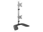 StarTech.com Vertical Dual Monitor Stand, Ergonomic Desktop Stacked Two Monitor Stand up to 27 inch VESA Mount Displays, Free Standing Universal Monitor Mount, Height Adjustable, Silver - Double Monitor Holder (ARMDUOVS) - stand - for 2 monitors - black, 