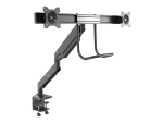 StarTech.com Desk Mount Dual Monitor Arm, Ergonomic Dual Monitor VESA Mount for 32" 17.6lbs (8kg) Displays, Crossbar Handle for Synchronized Full Motion, Height Adjustable, C-Clamp/Grommet - Small Footprint Design (ARMSLMBARDUO) - mounting kit - adjustabl