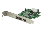 StarTech.com 3 Port 2b 1a 1394 PCI Express FireWire Card Adapter - 1394 FW PCIe FireWire 800 / 400 Card (PEX1394B3) - FireWire adapter - PCIe - 2 ports