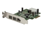 StarTech.com 3 Port 2b 1a Low Profile 1394 PCI Express FireWire Card Adapter - FireWire adapter - PCIe - 2 ports