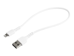 StarTech.com 12 in(30cm) Durable White USB-A to Lightning Cable, Heavy Duty Rugged Aramid Fiber USB Type A to Lightning Charger/Sync Power Cord, Apple MFi Certified iPad/iPhone 12 Pro Max - iPhone 7/8/11/11 Pro - Lightning cable - Lightning / USB - 30 cm