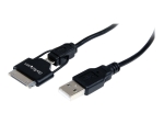 StarTech.com Apple 30-pin Dock Connector or Micro USB to USB Combo Cable - charging / data cable - 65 cm