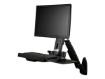 StarTech.com Wall Mount Workstation, Articulating Full Motion Standing Desk with Ergonomic Height Adjustable Monitor & Keyboard Tray Arm, Mouse & Scanner Holders, For Single VESA Display - Foldable Standing Desk (WALLSTS1) mounting kit - for Monitor - bla